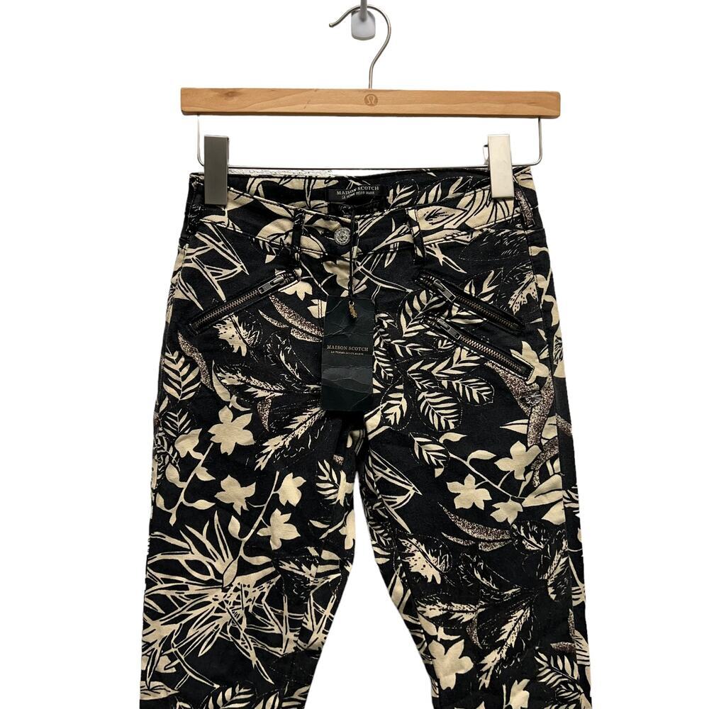 Scotch & Soda Leafy Print Trouser Skinny Pants Black